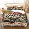 New York Statue of Liberty Duvet Cover KingQueen Size Retro Car Nostalgic 50s Polyester Bedding Set,Vintage Car Quilt Cover9639