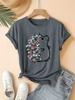 Abbigliamento Estivo da Donna Maglietta a Maniche Corte Girocollo con Grafica di Riccio Cartone Animato Outfit da Donna Streetwear Casual Magliette Morbide