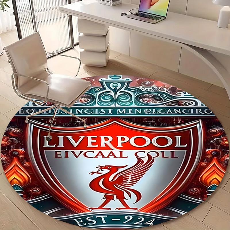 1pc L-Liverpool Print Round Carpet Chair Round Carpet Suitable for Bedroom Living Room Home Decorative Carpet