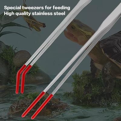 Nerezové krmicí kleště pro plazy s gumovými hroty Akvarium Akvarium Rovné a zakřivené pinzety Pet Krmicí příslušenství