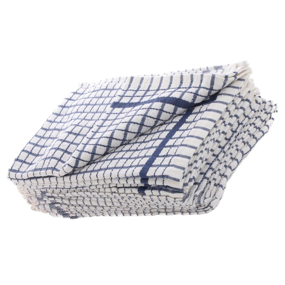 No 50 Terry Check Tea Towel Blue
