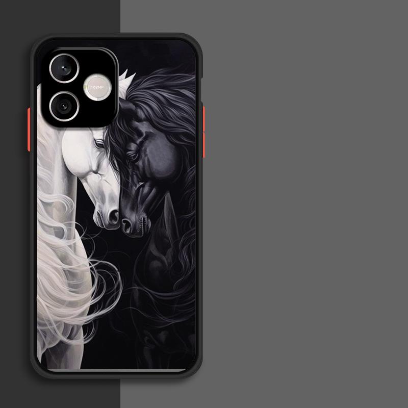 For Honor 600 Lite Case black White Horse Silicone Rubber Shockproof Phone Protector Case Honor 600 Lite Cover Honor 600 Lite Honor 600 Lite