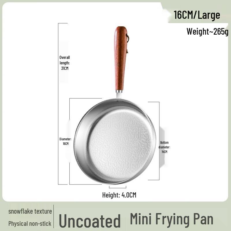 Mini 304 Stainless Steel Non-stick Frying Pan 16cm Small Frying Pan