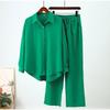 Completo Pantaloni Larghi da Festa Set Due Pezzi Donna Vintage Boho Maxi Camicia Autunno Casual Ampio Streetwear Lavoro Outfit Y2k