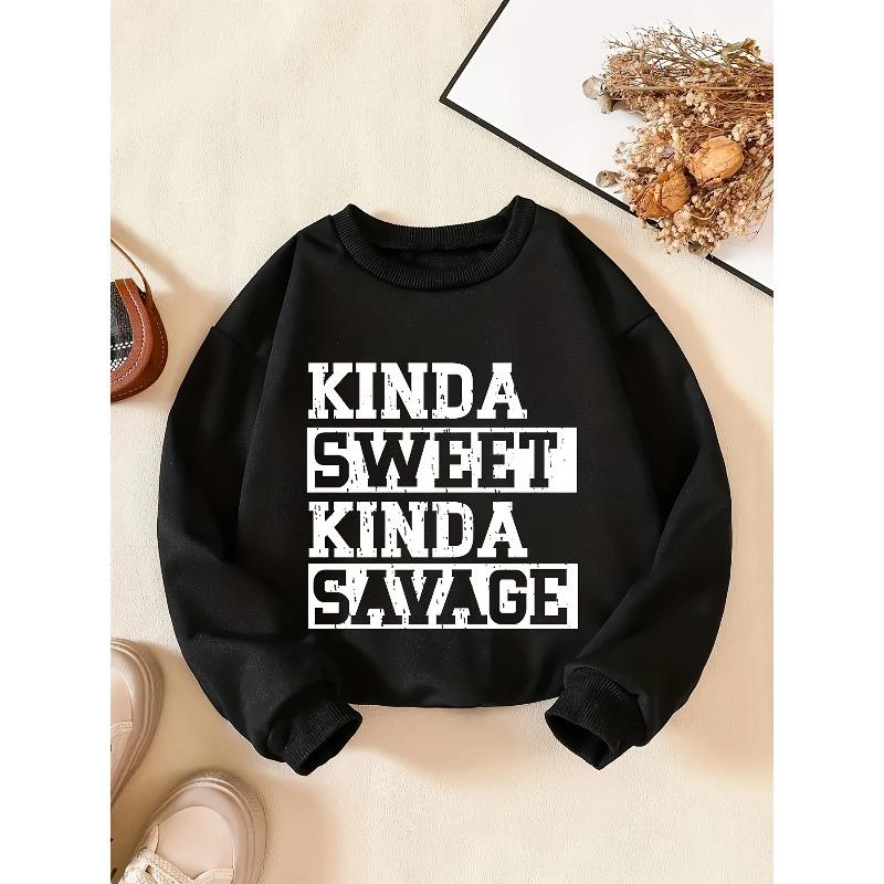 Kids Sweatshirt Creative Letter Pattern Fashion Casual Crew Neck Sweatshirt for Daily Party Vacation Gift