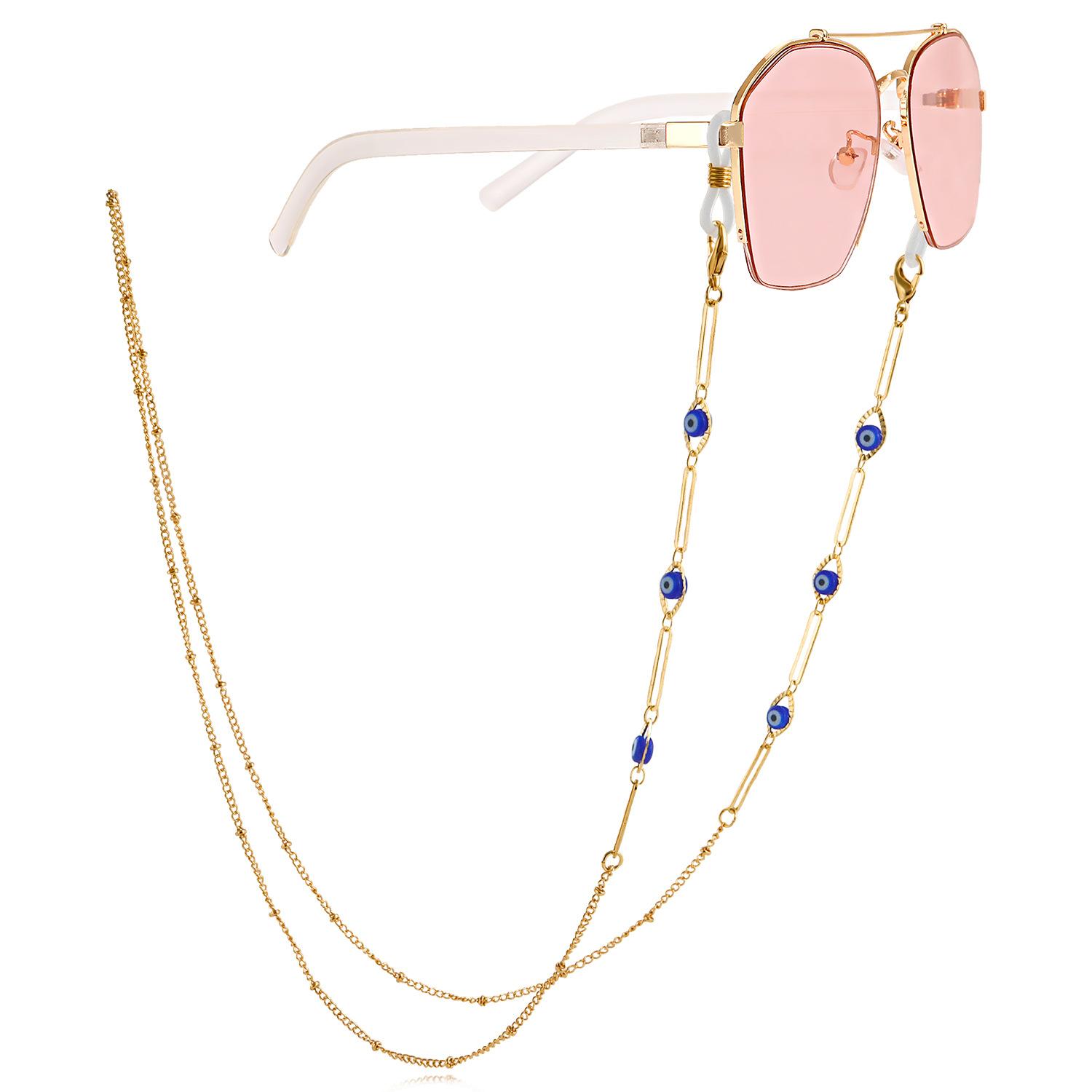 

Summer glasses jewelry, colored devil s eye handmade chain glasses accessories lanyard, anti-loss and non-slip glasses chain for women