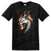 Fierce Wolf Spirit T Shirt with Flames and Energy Graphic Art Tee