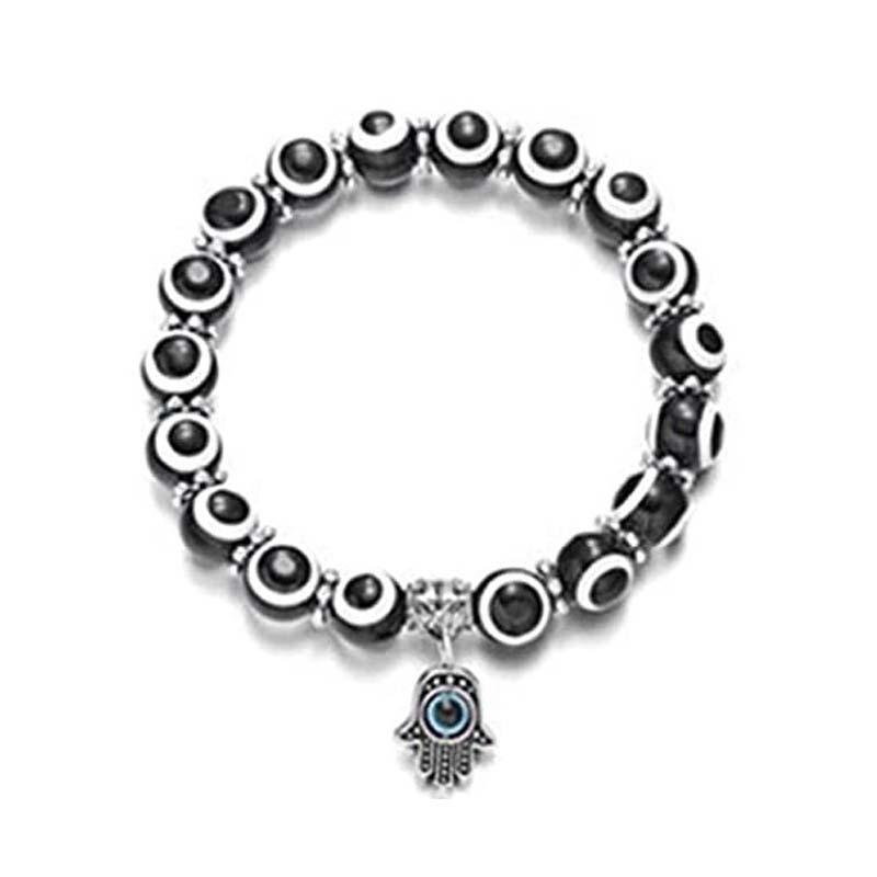 Handmade Bohemian Colorful Evil Eye Seed Bead Charm Bracelet For Women Elastic Beach Bangle Jewelry