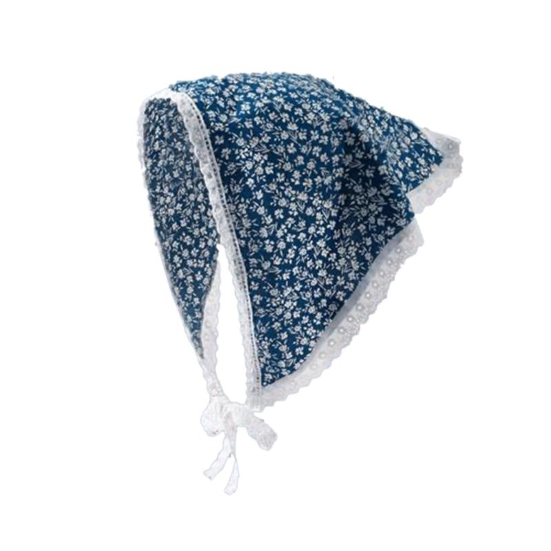 French Styles Flower Triangular Headscarf Headcover for Women Sun Protective Headwrap for Fashionable Women Wear