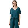 Summer Modal Homewear 2 Piece V-Neck Short Sleeve Tshirt and Wide Leg Pant Ankle Length Loose Sleepwear Set Comfort Pajama Sets
