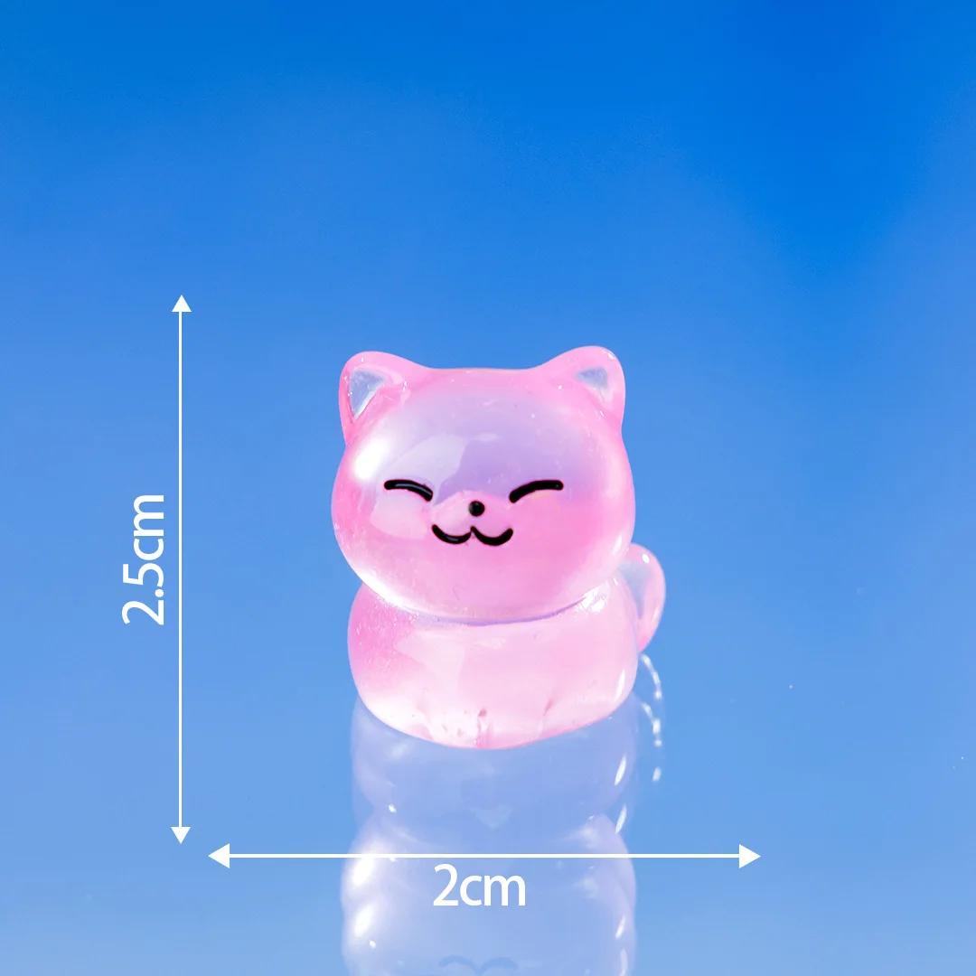 

10 Разноцветных Счастливых Котят Светятся в Темноте Мини Черные Кошки Домашний Декор Декоративные Фигурки Миниатюрное Украшение для Стола