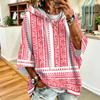 Women's Drawstring Hoodie Retro Floral Print Loose Fit Casual Sweatshirt