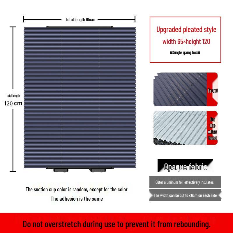 Car Sun Shade Blackout Curtain, Suction Cup Heat Insulation for Car Windows