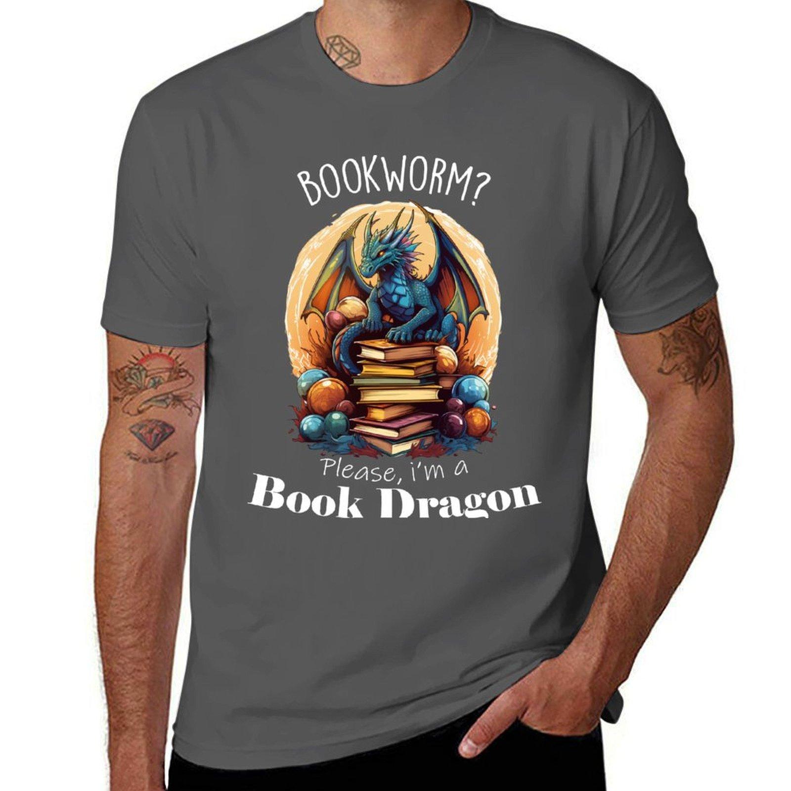 

Book Dragon s Lair: Bookworm Please, I m a Book Dragon T-Shirt man t shirts graphic t shirt custom print T-Shirt 4XL