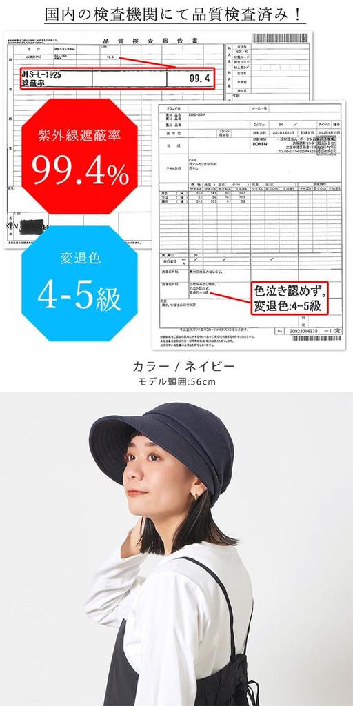 CHARM Sweatshirt Casquette Large Size Washable Even with Hair Tied Up Wide-brimmed UV-cut [Free Size/Navy]