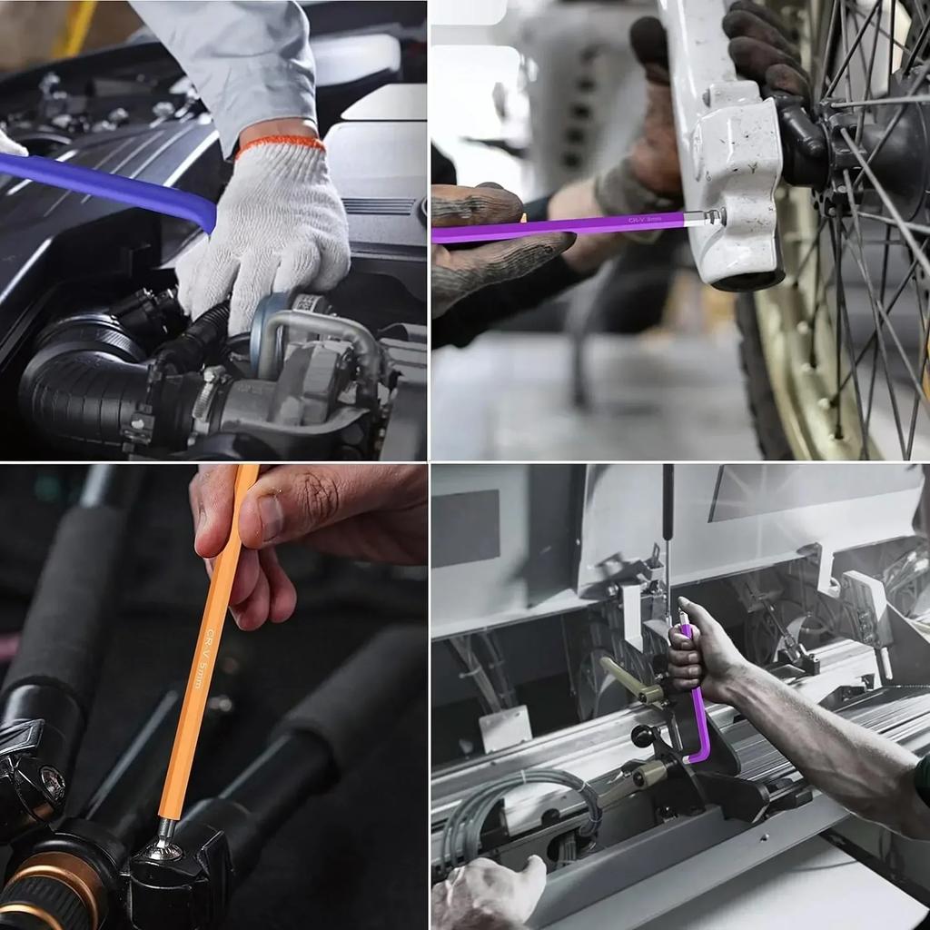 9PCS Long Arm Allen Key Set Hex Key for Bicycle Repair Tool Set Sizes 15mm to 10mm Ideal for Bicycle Maintenance