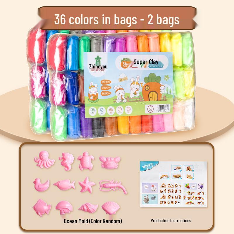24-Color Clay Set: 12 Playdough & 36 Tools for Kindergarten & Primary Students