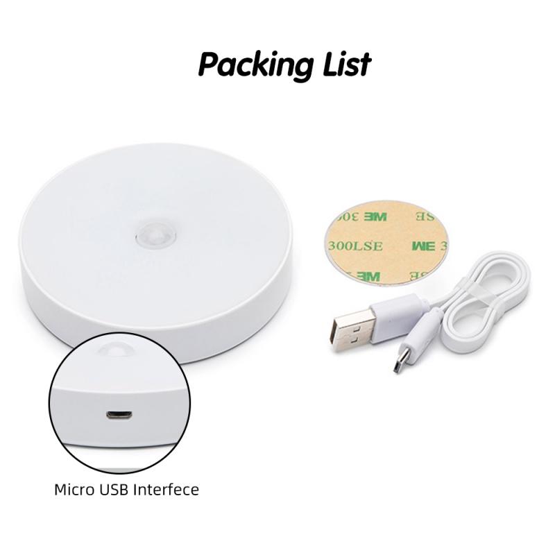 Rechargeable LED Motion Sensor Night Light USB Sensor LED Night Light Wireless Energy Saving LED Induction Lamp for Home