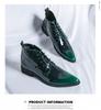 Men's Autumn High-Top Pointed Toe Boots - Trendy Martin Style, Stylish Patent Leather with Side Zipper.