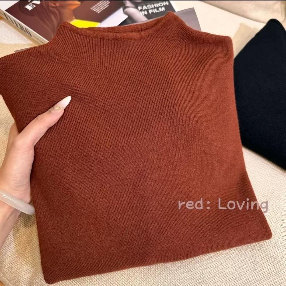 **Soft Knit Long Sleeve Base Layer Women Winter Sweater Korean Style Minimalist Layering Top**