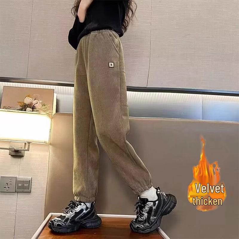 Winter-Cordhosen für Mädchen (Übergröße, mit Samtfutter): Dicke, stylische Herbst-/Winter-Freizeithosen für große Mädchen