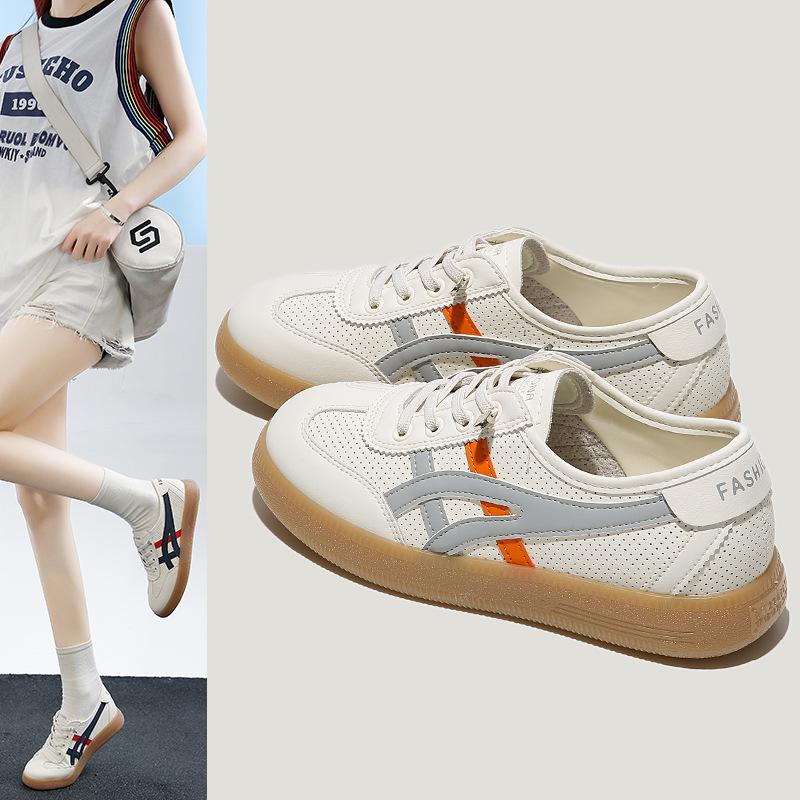 First Layer Cowhide~ Genuine Leather Little White Shoes Women's Summer New Flat-bottomed Sports and Leisure Women's Single Shoes