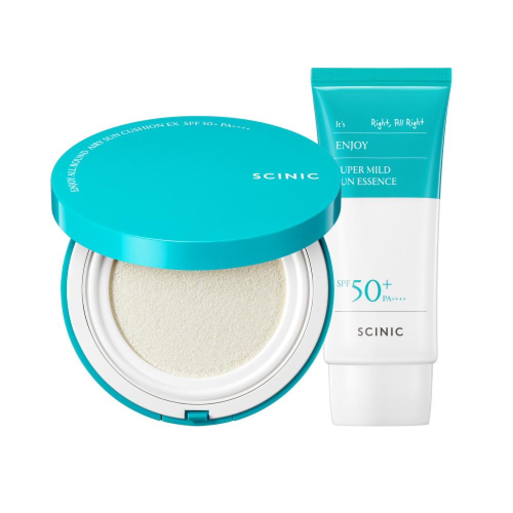Scinic [duo Set] Enjoy All Round Airy Sun Cushion Ex 25g + Super Mild Sun Essence 50ml NONE