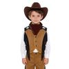 Costume da Cowgirl Western per Bambini Set Gilet Frangiato Bordatura in Nastro Dorato Bottoni a Pressione Cappello a Tesa Larga Bandana Outfit