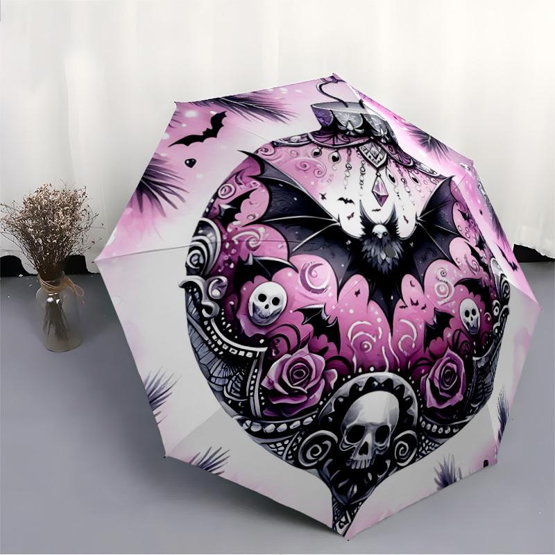 1pc Halloween Bat Automatic Folding Umbrella, Sturdy And Durable Automatic Folding Umbrella with 8 Ribs, Convenient for Outdoor Use190