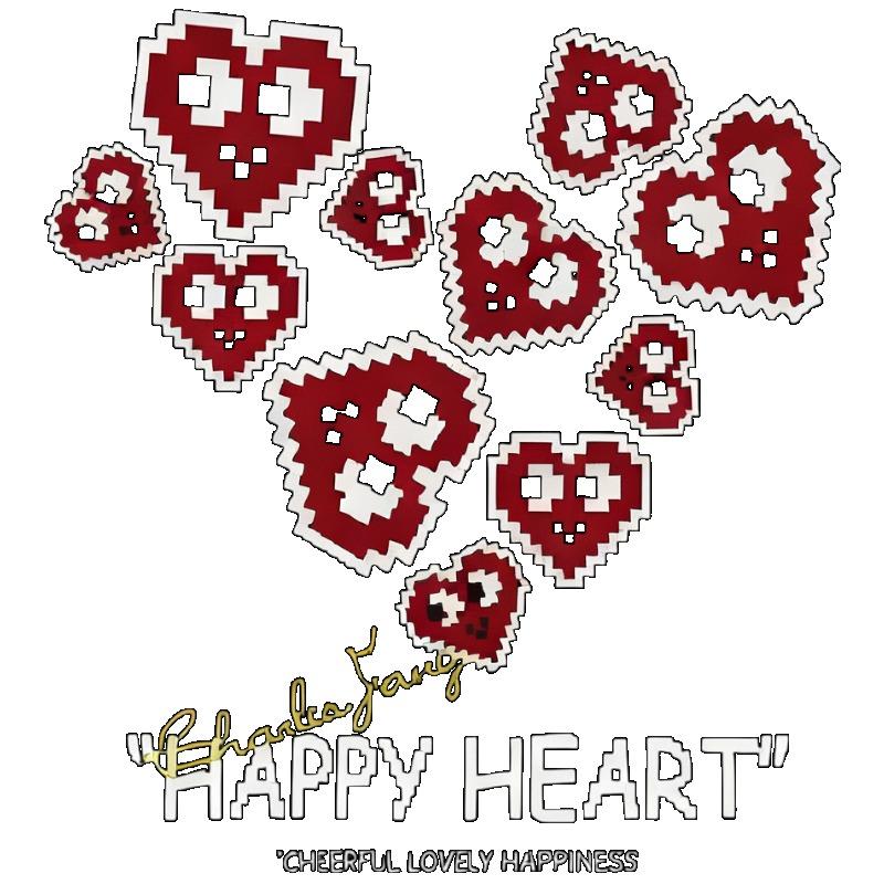 Oversized T Shirt Black Pixel Heart Pattern Happy Heart Text Print Casual Streetwear Fashion Women Summer Top