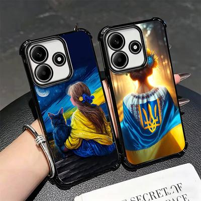 Blau Gelbes Ukrainisches Mädchen Galvanisiertes Handyhülle Für Xiaomi Redmi Note 14 15 Pro Plus 13 12 11 11S 11T 10 9S 9 5G Anti-Fall Airbag