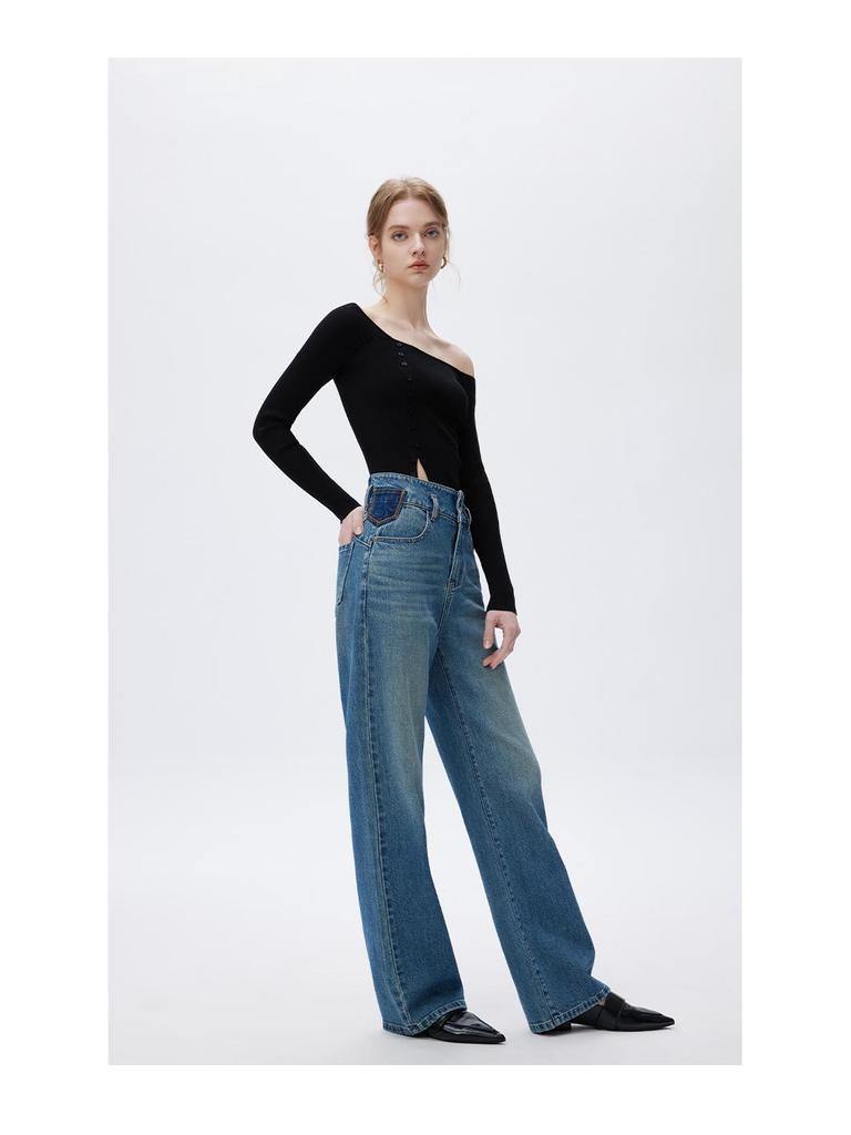 2026 European Style High-End Women's Wide Leg Summer Jeans - High Waist, Loose Fit, French Luxury, Floor-Length