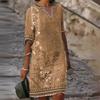Women's Spring and Summer Famous Style Printed Casual V-Neck Dress