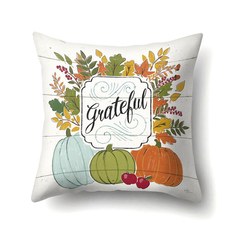 Thanksgiving Pillowcase Blessing Maple Leaf Pumpkin Sofa Cushion Cover Office Home Living Room Pillowcase