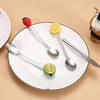 Stainless Steel Spoon, with Strawberries Durians Watermelons Avocados Decor, Durable Rust-Resistant Dessert Spoon, for Coffee Tea Stirring And Eating