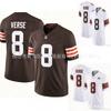 3rd Gen NFL Football Jersey Cleveland Browns 8 V Neck Short Sleeve Men Sports