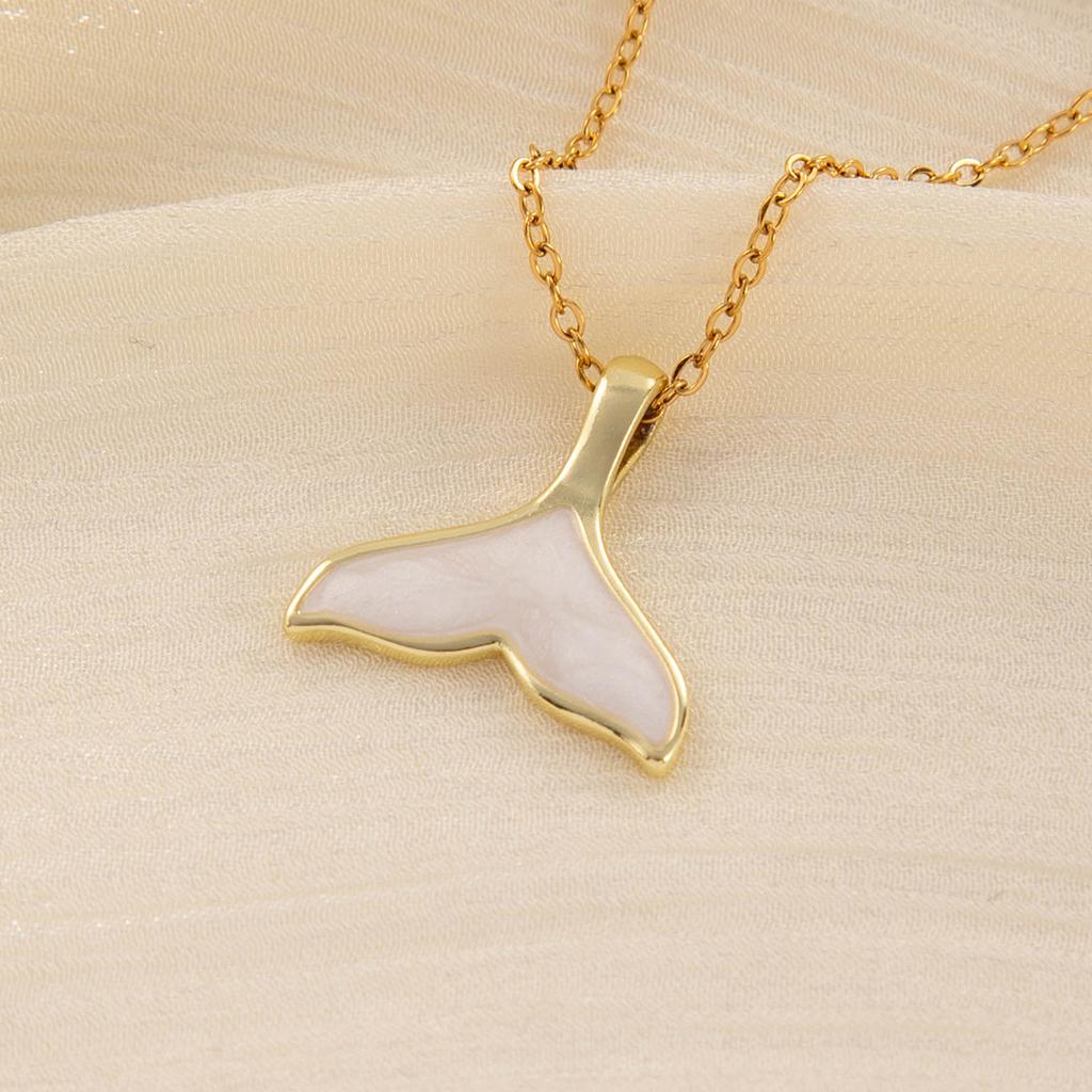 Stainless Steel Chain Imitation Shell Mermaid Tail Lucky Pendant Necklace Valentine's Day Gift For Girlfriend Jewelry Gifts