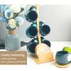 Nordic Style Ceramic Coffee Mug Set with Natural Bamboo Tree Cup Holder and Non-slip Coasters Stylish Kitchen Organizer for Tea and Coffee Home Decor