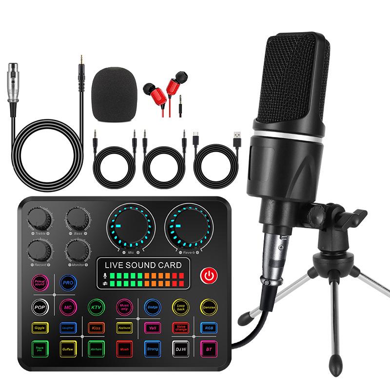 X1 English Sound Card Kit: Desktop Tripod, Mobile/PC Compatible for Live Broadcast, Singing, and Recording