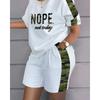 Elegante T-shirt+Pantaloncini da Donna Set 2 Pezzi Moda Estiva Pantaloncini Top Stampa Tuta Casual Femminile Conjuntos De Mujer 2 Piezas