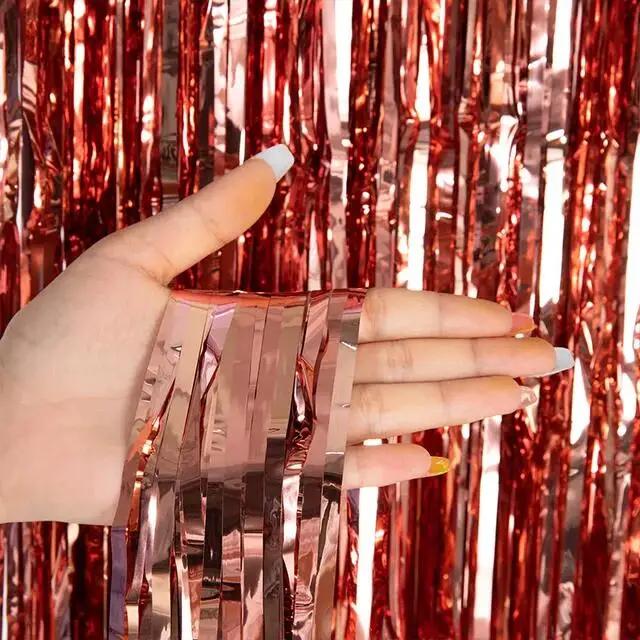Party Metallic Tinsel Foil Fringe Curtains Backdrop for Birthday New Year Eve Party Photo Rain Curtain Festival Wedding Decor