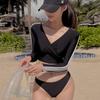 Schlankmachender Damen-Badeanzug mit langen Ärmeln und Sonnenschutz - Geteiltes Design für Thermalbad-Urlaube und Surfen