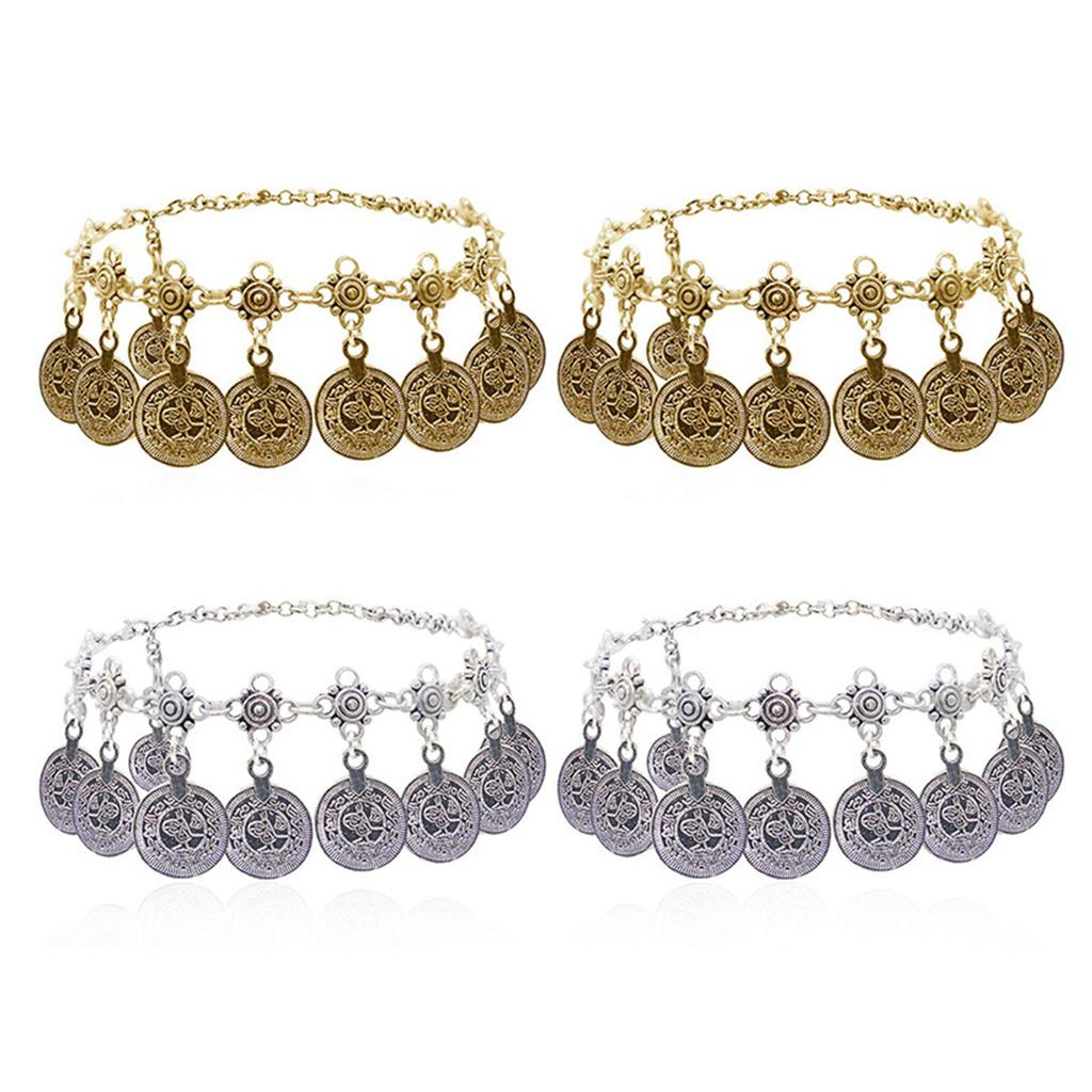Ethnic Tribal Coin Tassels Anklet Chain for Women Foot Chain with Adjustable Length Accessories for Beach and Dance