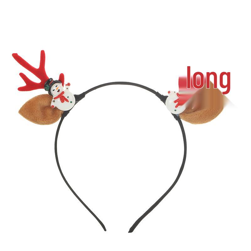 Cartoon Snowman & Reindeer Antler Christmas Hair Band and Duckbill Clip Set
