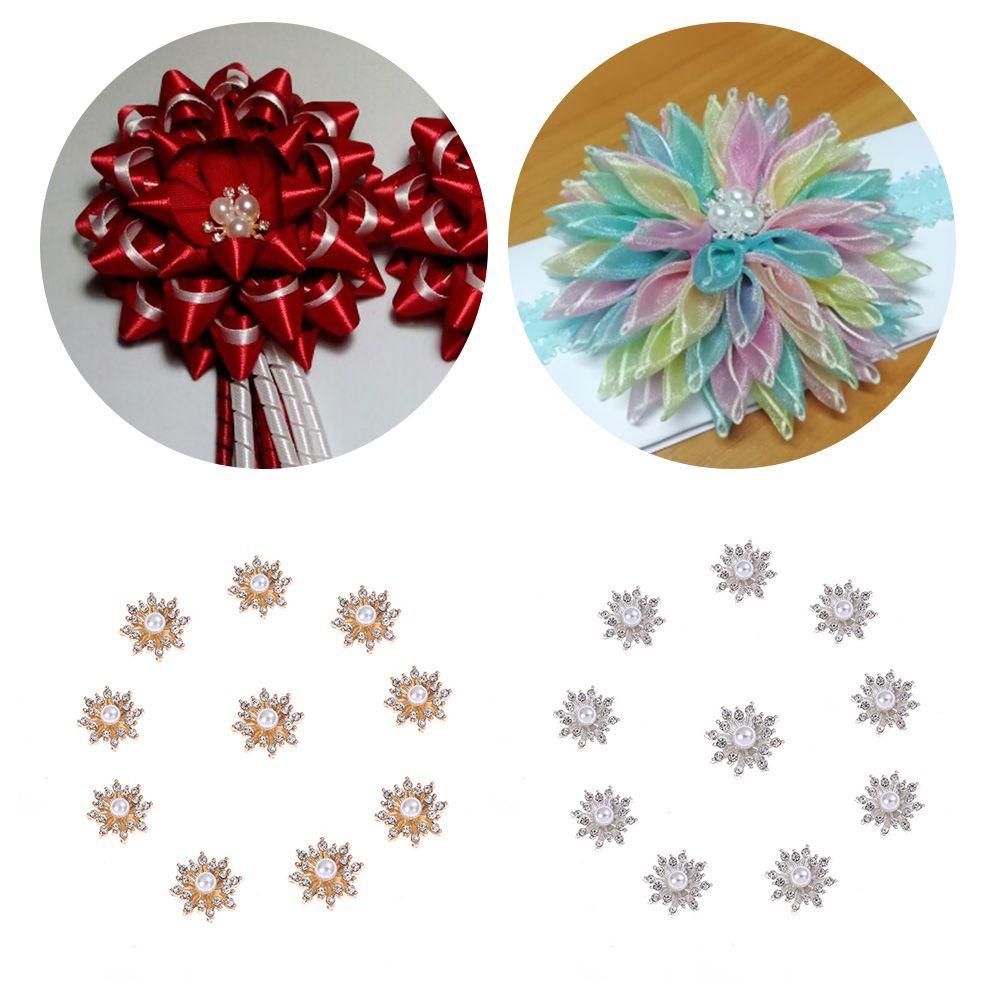 10PCS 16MM DIY Plating Flatback Rhinestone Button Apparel Sewing Pearl Buckle Snowflake Buttons