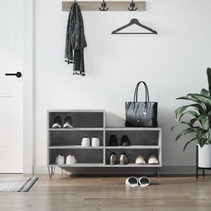 VidaXL Armoire à chaussures Gris béton 102x36x60 cm Bois d'ingénierie 831392