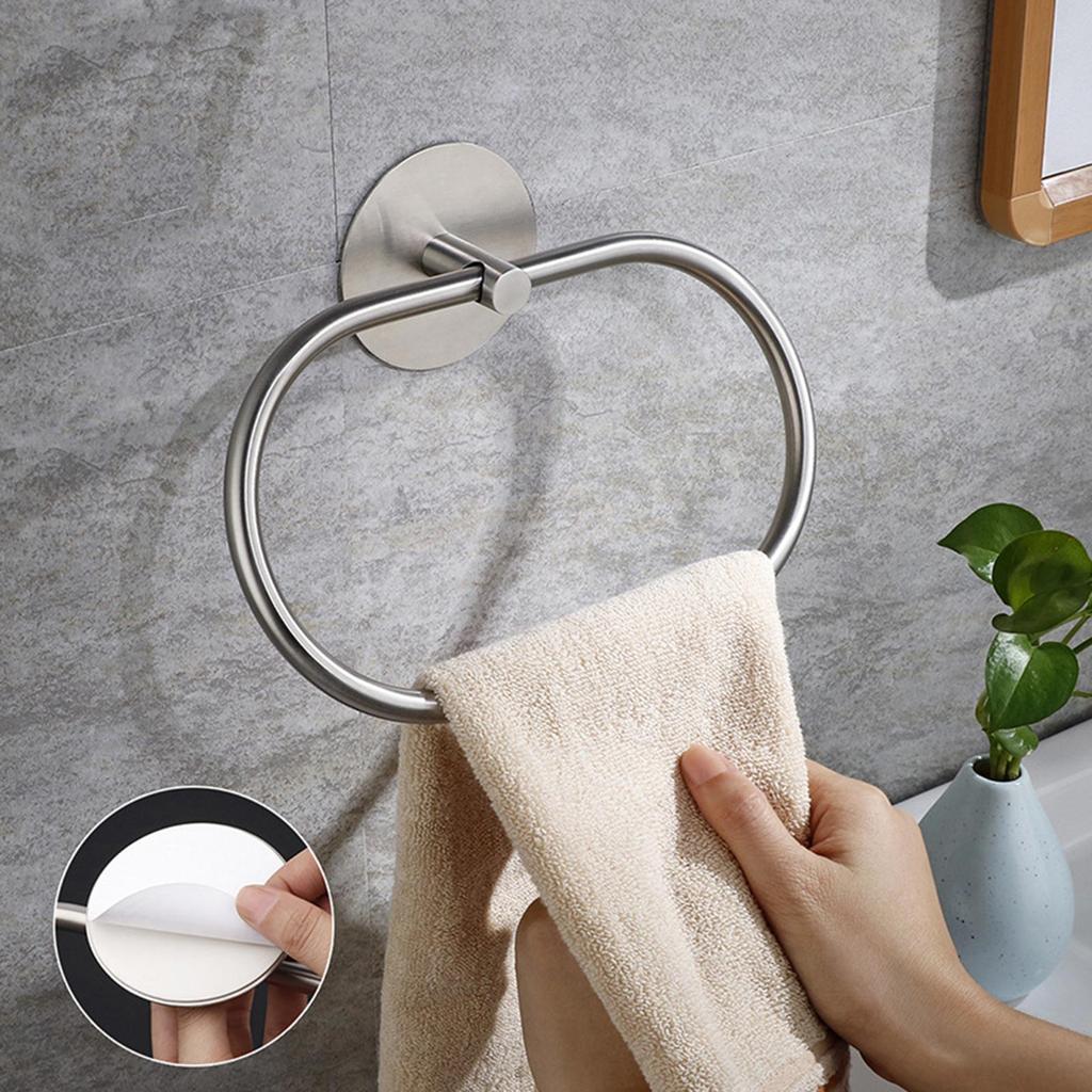 Stainless Steel Towel Rings Hand Towel Holder Bathroom Wall Mounted Kitchen Towel Rack Self Adhesive Bathroom Accessory