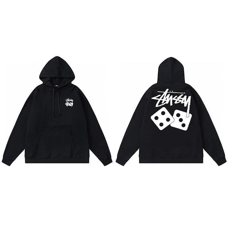 Stussy Mens Hooded Sweatshirt Casual Loose Fit Streetwear Printed Pullover