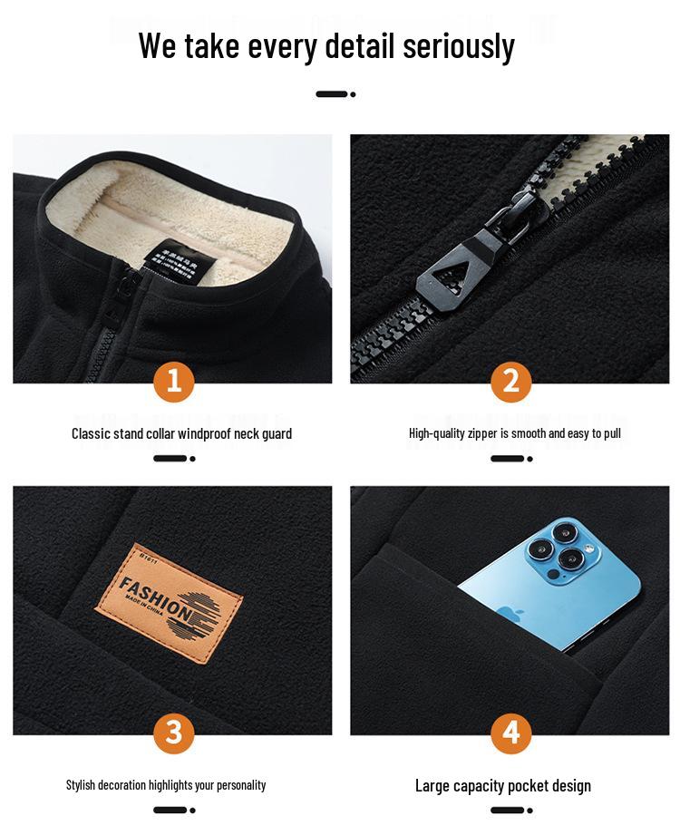 Men's Plus Velvet Thickened Warm Stand Collar Casual Winter Vest