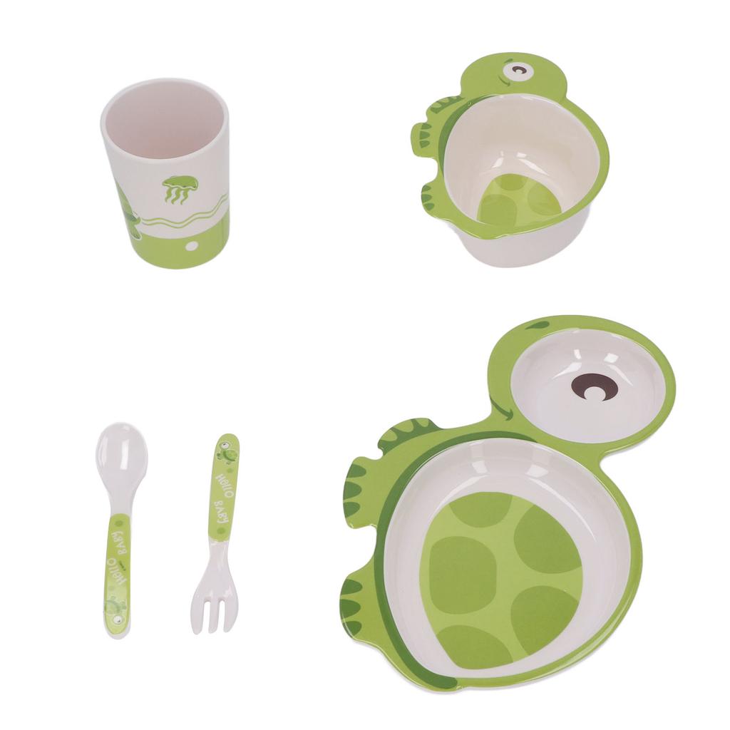 5pcs Baby Plates Set Divided Heat Resistant Lightweight Carton Exquisite Toddler Bowl Dining Set